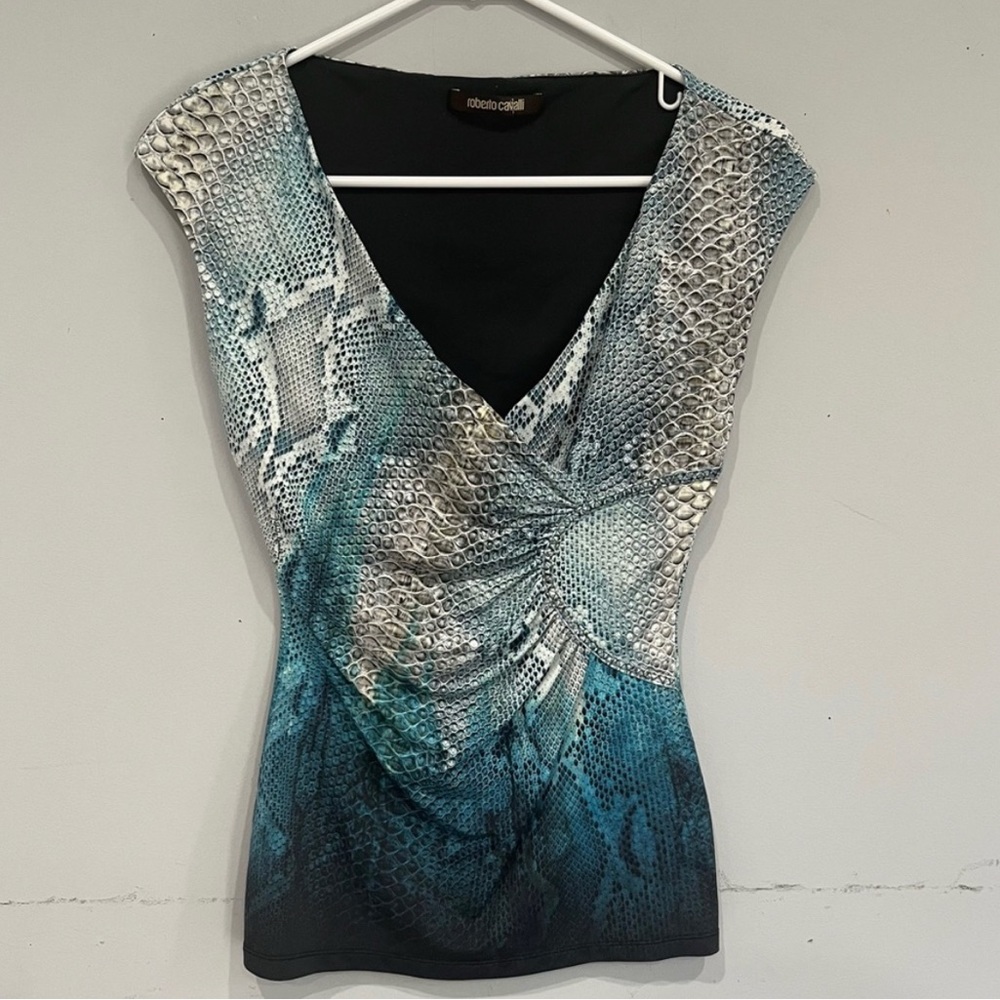 Roberto Cavalli small snake print ombré top